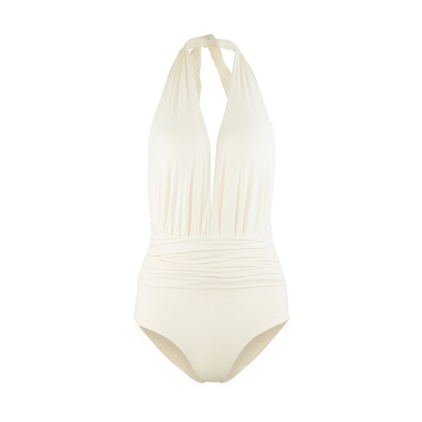 Sauipe Eva One Piece Halter Swimsuit in Ivory
