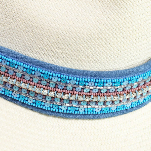 ST. TROPEZ LIGHT BLUE PANAMA HAT display picture 3