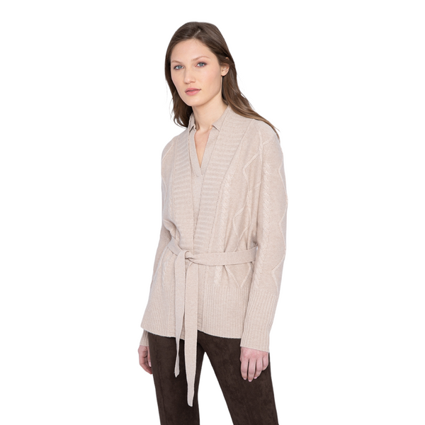 Cashmere Belted Cable Cardigan
