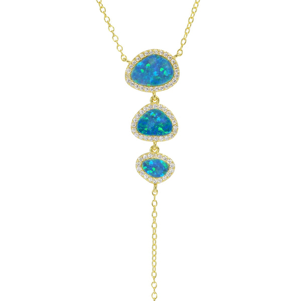 Triple Pebble Opal Necklace