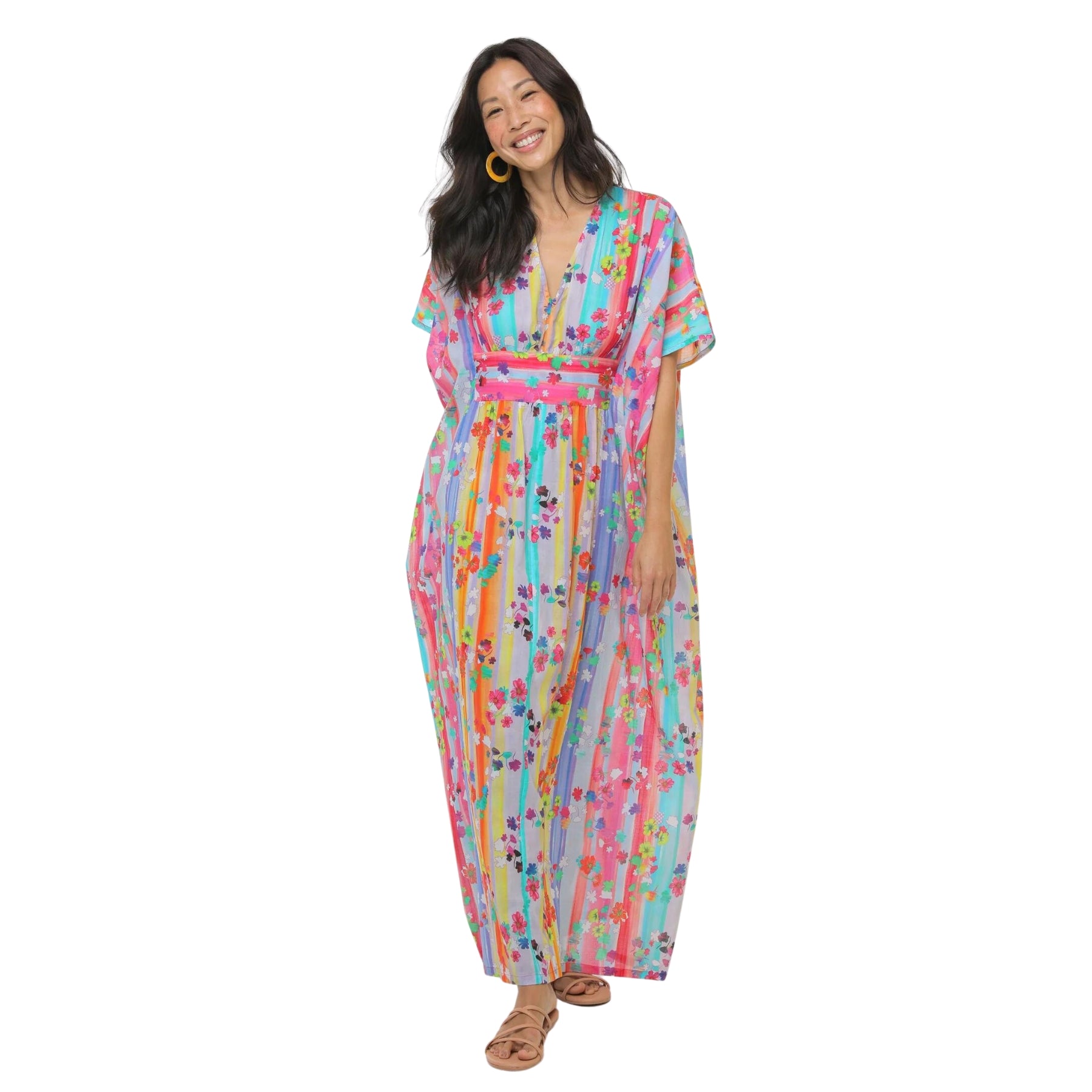 Painted Floral Maxi Caftan