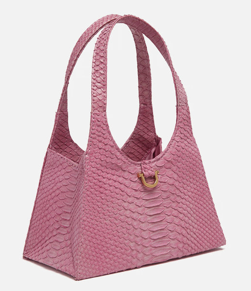 THE LADY TOTE IN BLUSH PINK PYTHON WITH GOLD HARDWARE