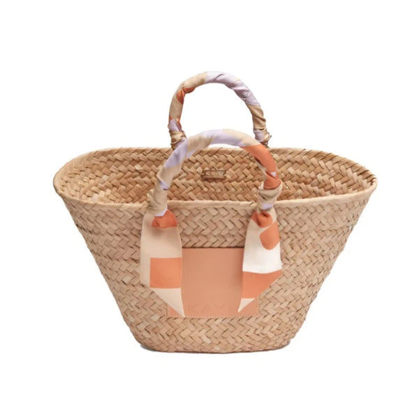 Clementine Straw Scarf Tote Bag