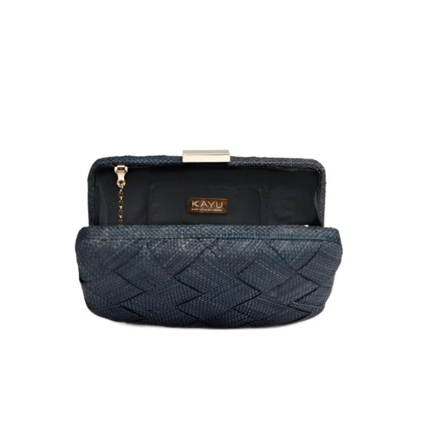 Cosette Woven Straw Clutch Bag Black