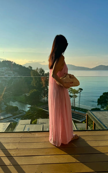 Canary Straw Drawstring Bag