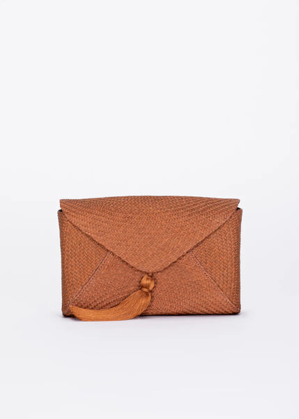 Cassia Straw Clutch Bag Brown