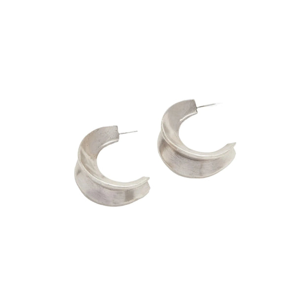 Large Carved Hoops Silver