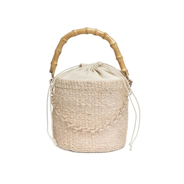 Ling Straw Bucket Tote Bag Natural