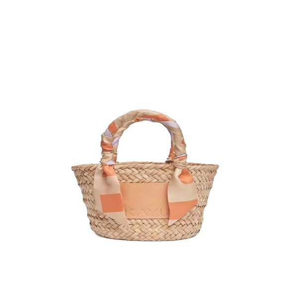 Mini Clementine Straw Scarf Tote Bag