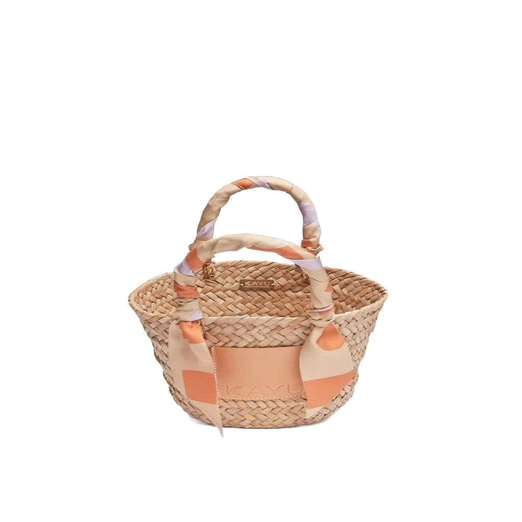 Mini Clementine Straw Scarf Tote Bag