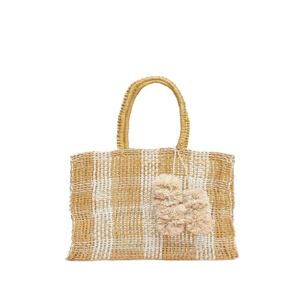 Olive Straw Tote Bag Natural