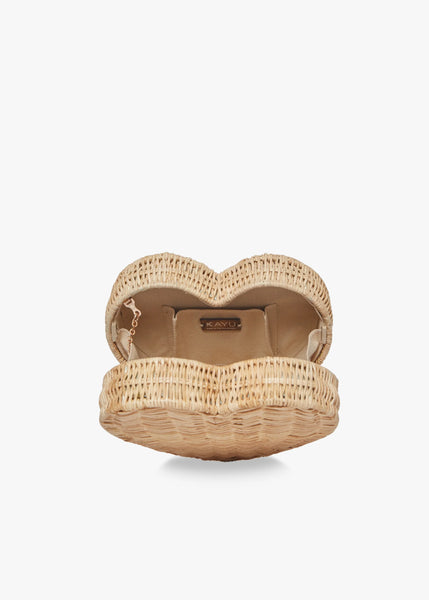 Sisal Heart Wicker Straw Clutch Bag