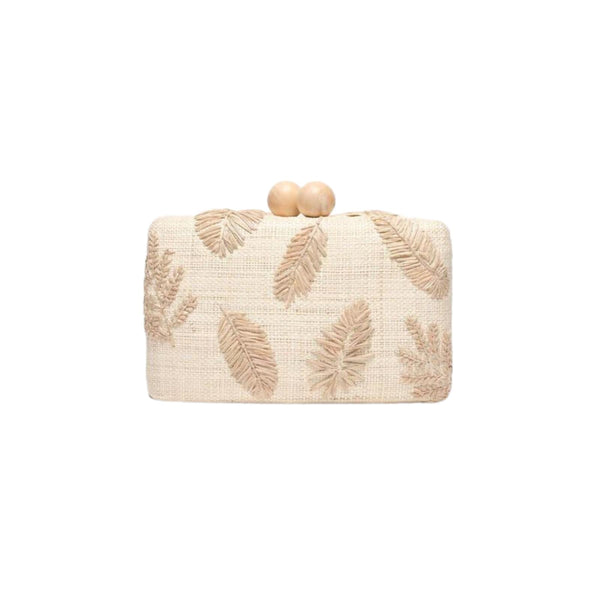 Nova Embroidered Straw Clutch Bag