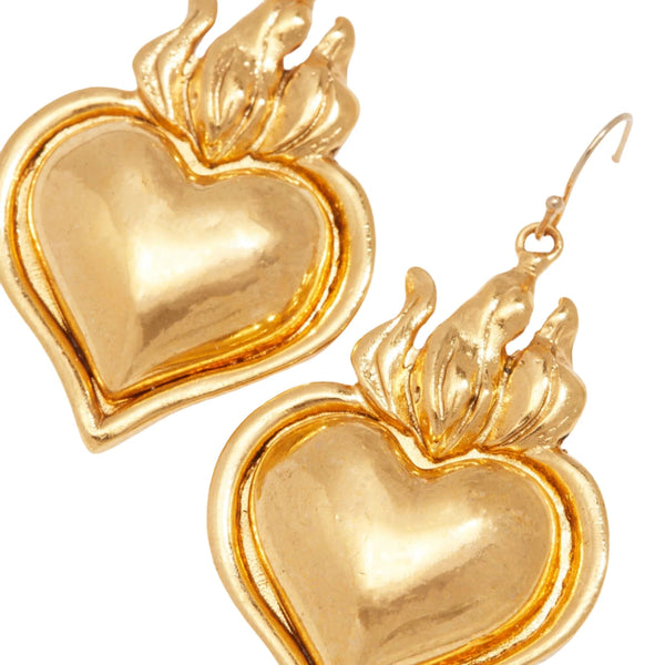Hearts Aflame Gold Earrings