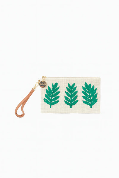 Monstera Straw Pouch Wristlet Bag