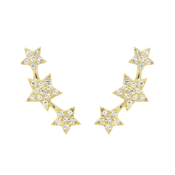 Triple Star Cluster Diamond Stud Earrings