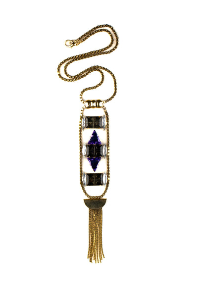 Precious Stone Drop Fringe Necklace