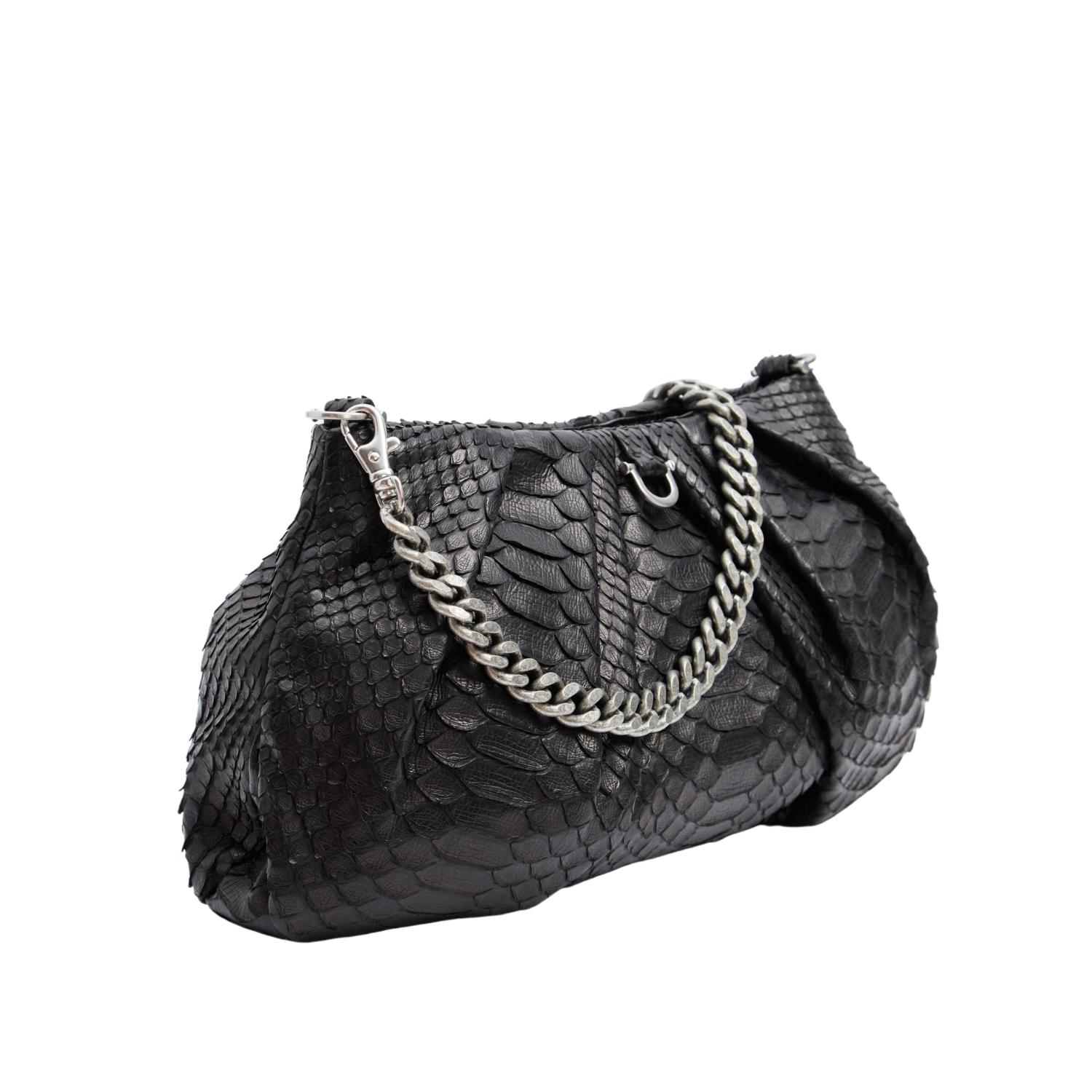 Large Python Croissant Bag Black