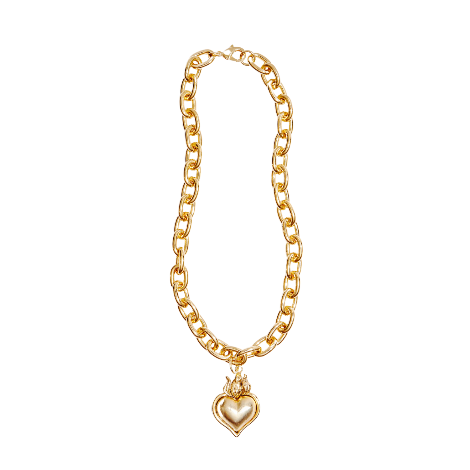 Smooth Hearts Aflame Chunky Chain Necklace