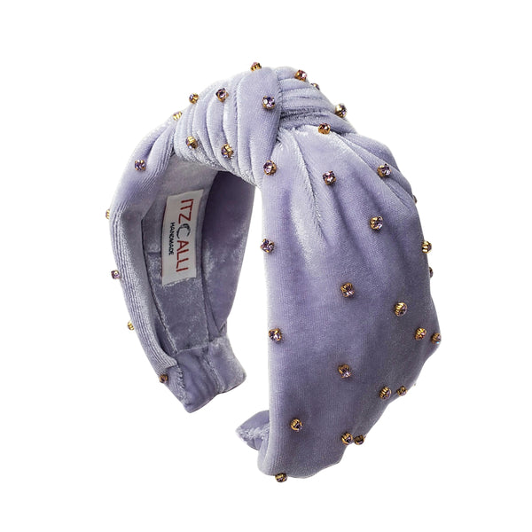 Eva Velvet Crystal Headband Purple