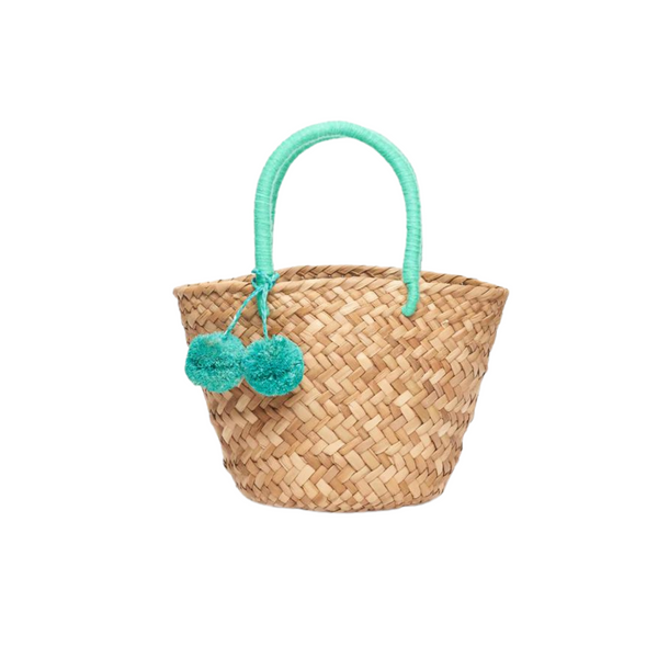 Mini St. Tropez Pom Pom Straw Tote