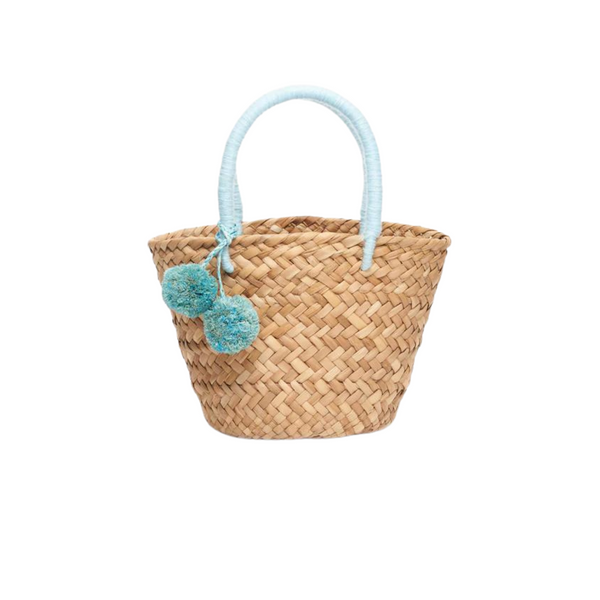 Mini St.Tropez Pom Pom Straw Tote