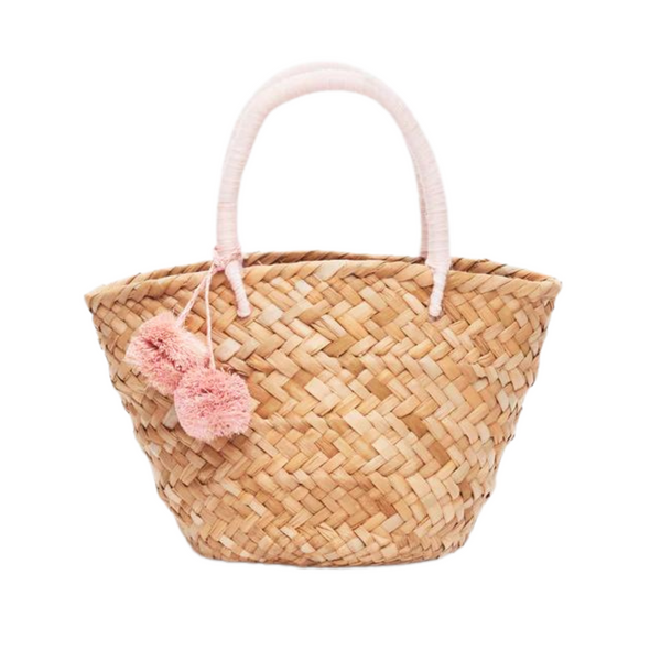 Mini St. Tropez Pom Pom Straw Tote