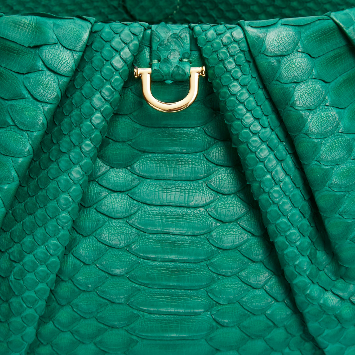 Large Croissant Bag in Green Leather