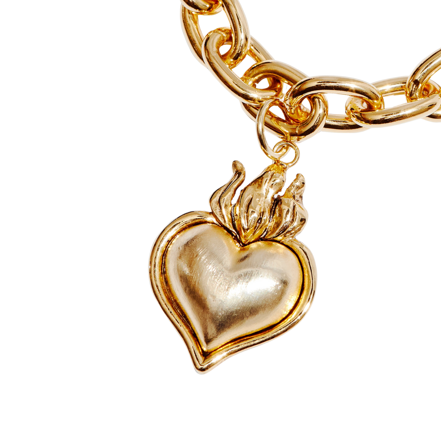 Smooth Hearts Aflame Chunky Chain Necklace
