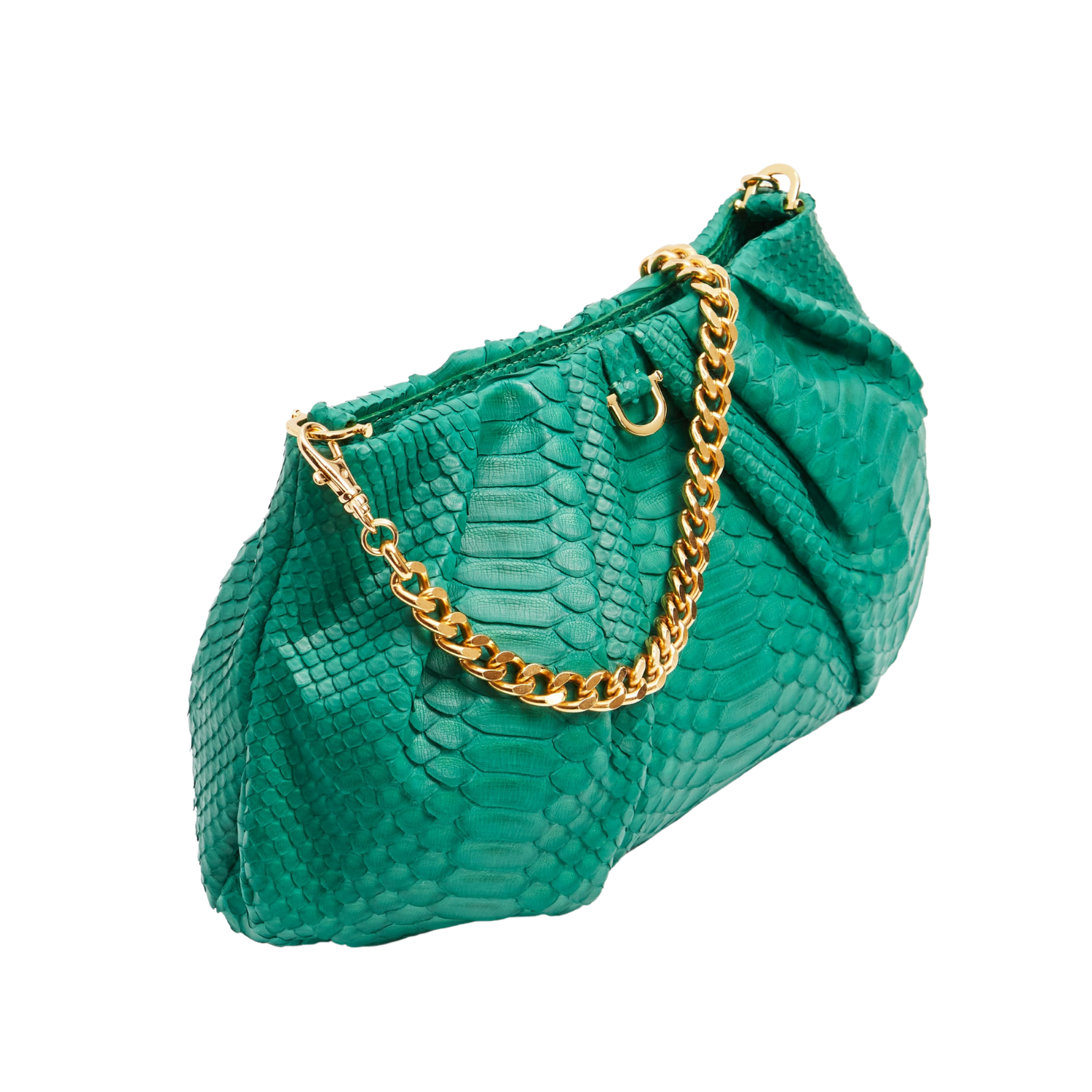 Large Croissant Bag in Green Leather