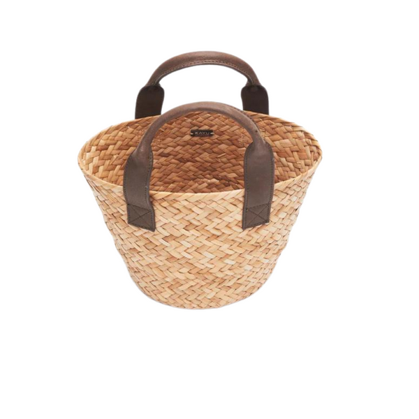 Mini Preston Leather Handle Straw Tote