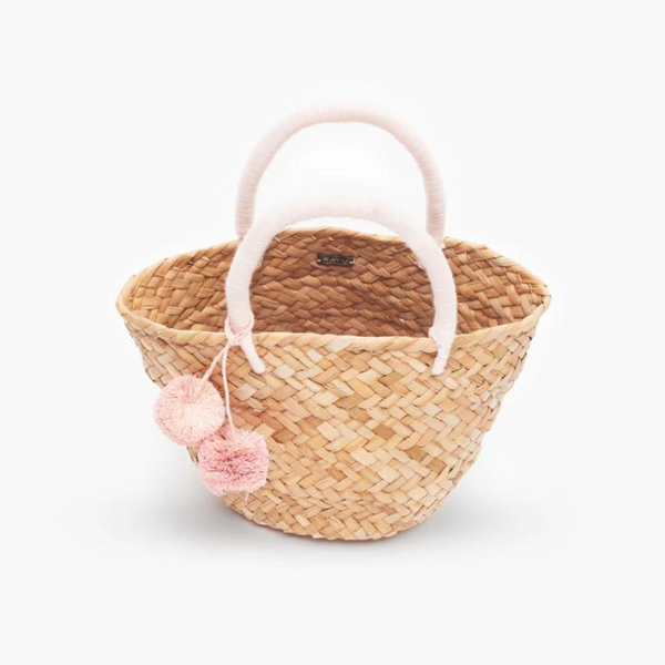 Mini St. Tropez Pom Pom Straw Tote