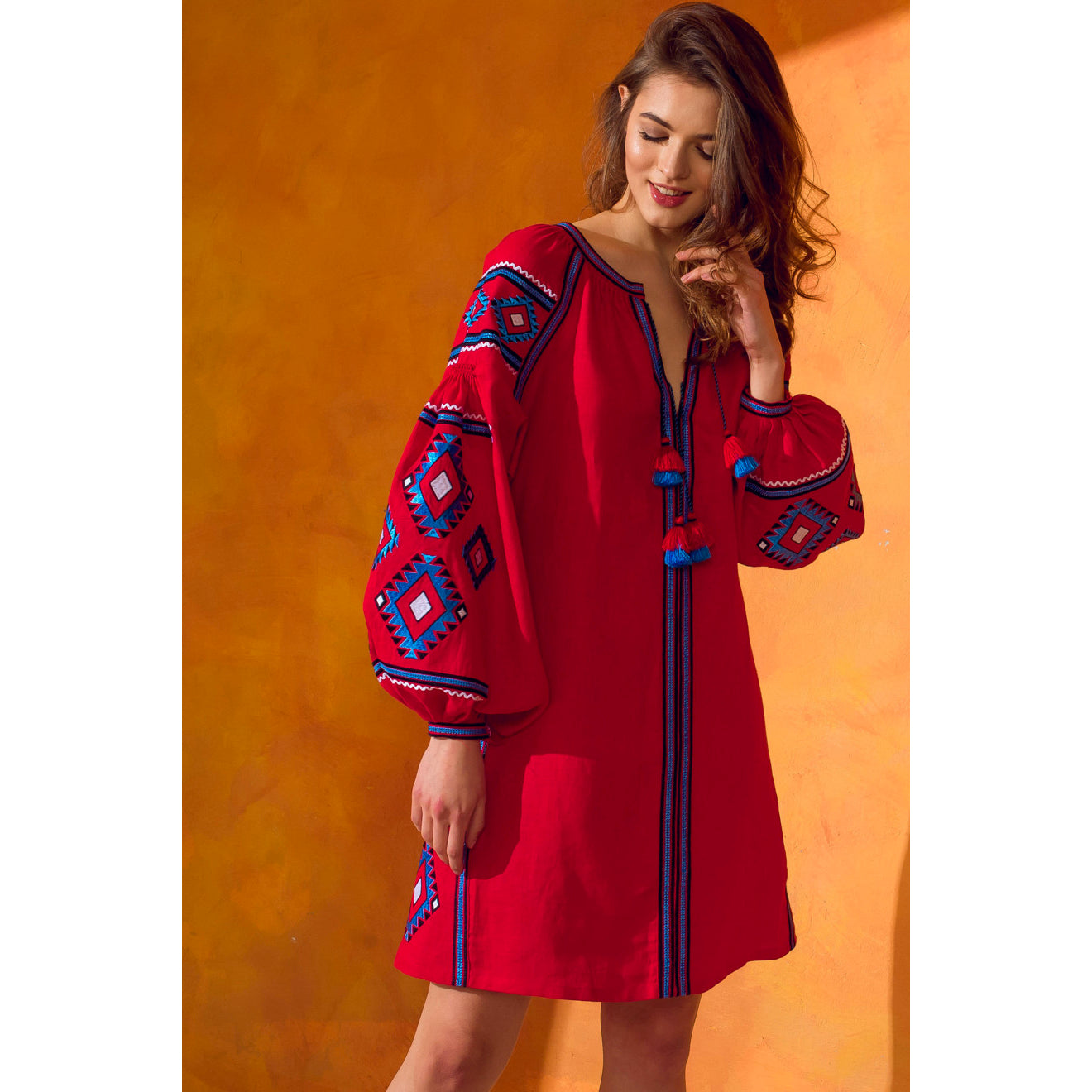 Aztec Short Dress Red Aztec Short Dress Red