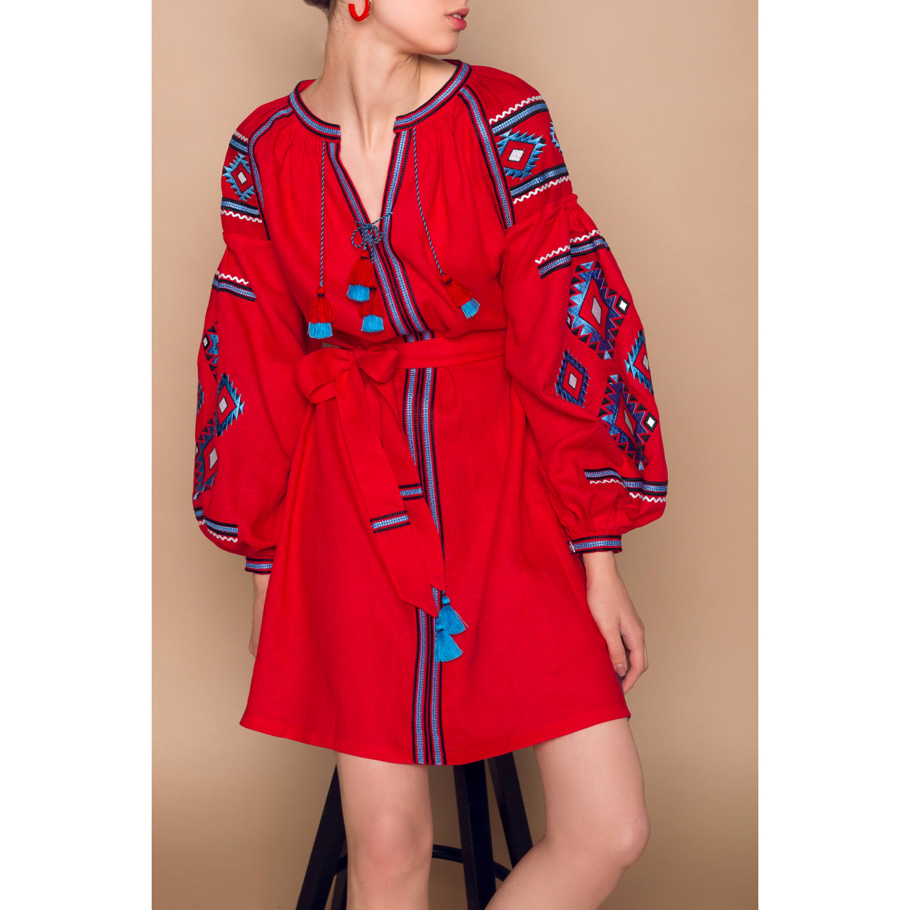 Aztec Short Dress Red Aztec Short Dress Red