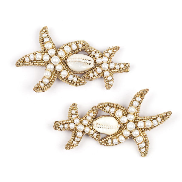 handmade gold shell beaded bobby pin set