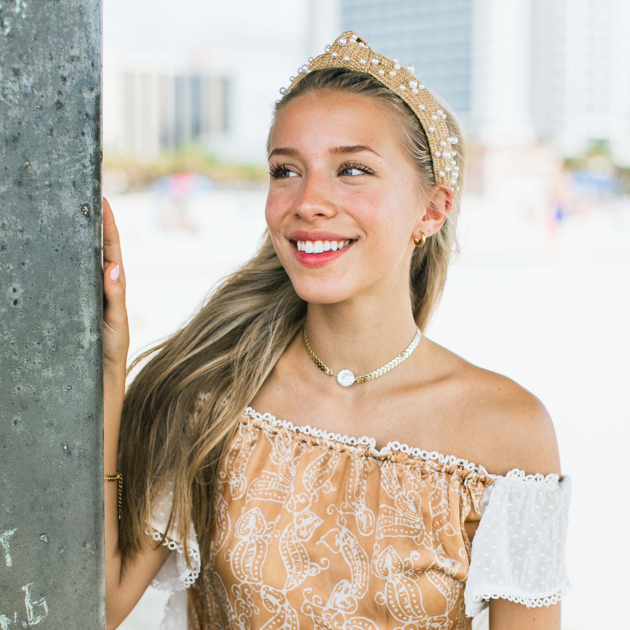 Braided Raffia Pearl Headband