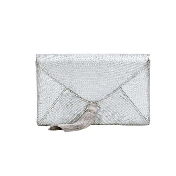 Kassia Straw Clutch Silver