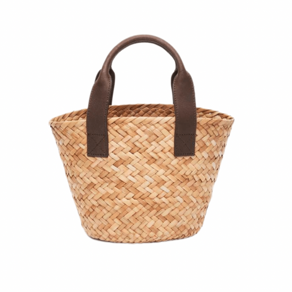 Mini Preston Leather Handle Straw Tote