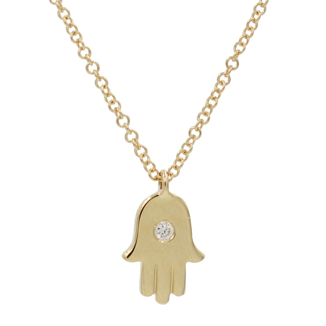 Hamsa Hand With Evil Eye Pendant Necklace Gold