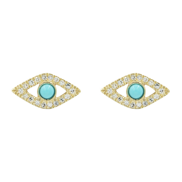 Gold Turquoise Evil Eye Studs