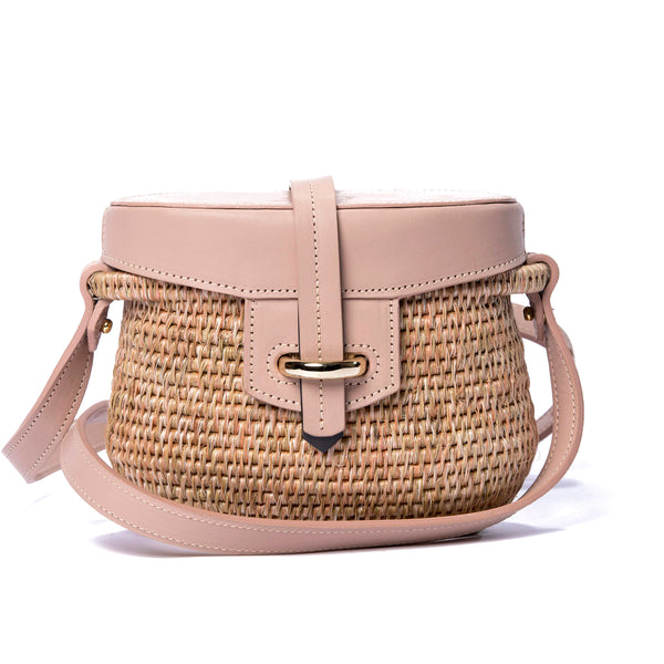 Jabu Quartz Leather Trimmed Straw Shoulder Bag