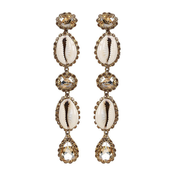 Deepa by Deepa Gurnani Handmade Kaia Shell Earrings in Gold