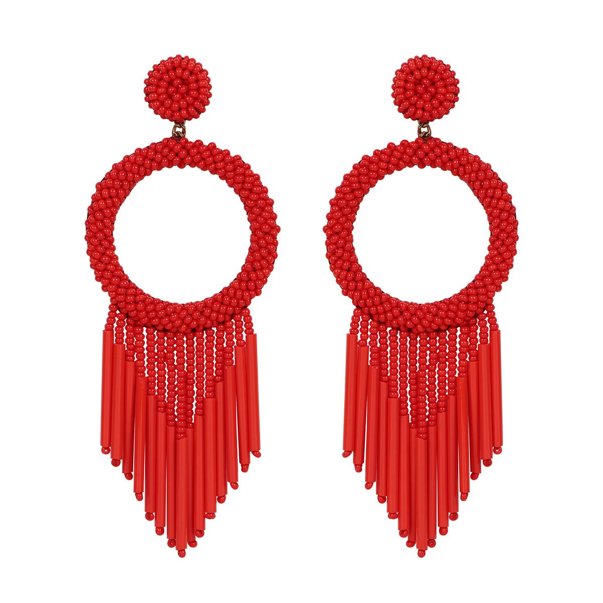 Unique Lightweight Hand Embroidered Red Earrings by Deepa Gurnani