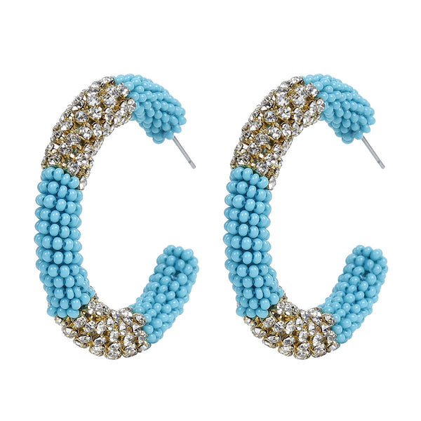 Deepa Gurnani Handmade Beaded Hoop Earrings 