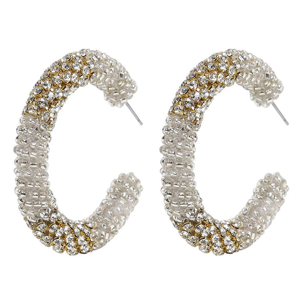 Deepa Gurnani Handmade Beaded Hoop Earrings 