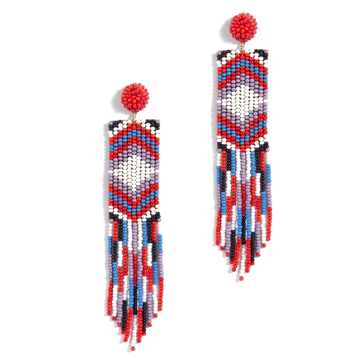 handmade red beaded earrings