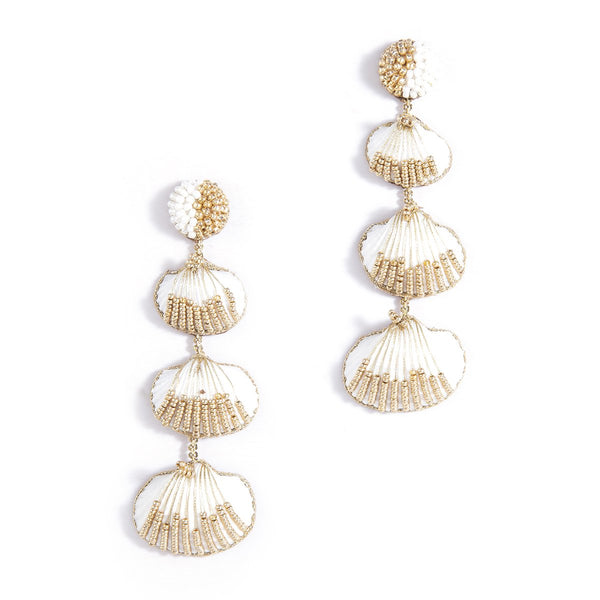Tiered shell earrings with gold accents