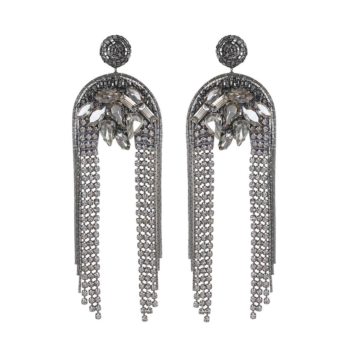 Deepa Gurnani Handmade Kylee Earrings in Gunmetal