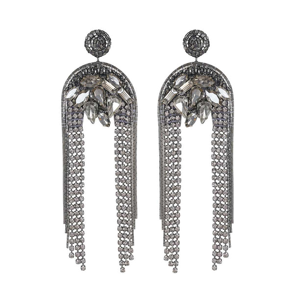 Deepa Gurnani Handmade Kylee Earrings in Gunmetal