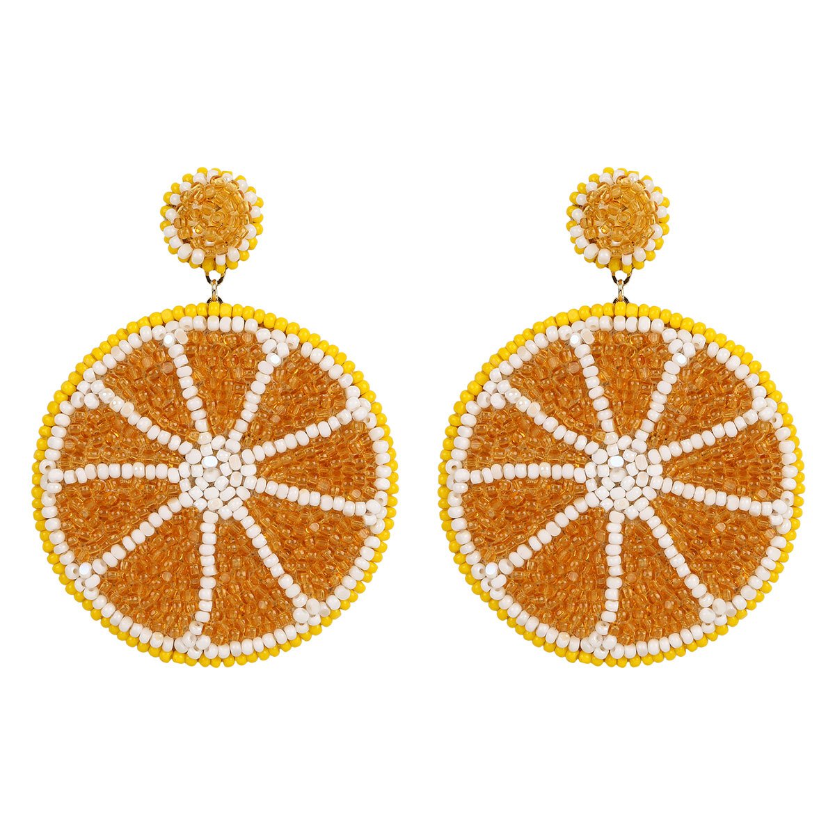 Deepa Gurnani Handmade Embroidered Lemon Earrings